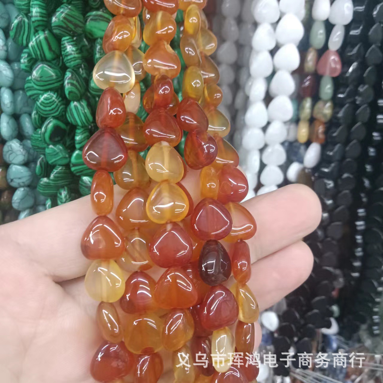 心形散珠東陵玉水晶瑪瑙愛心配件diy飾品服裝輔料桃心串珠批發