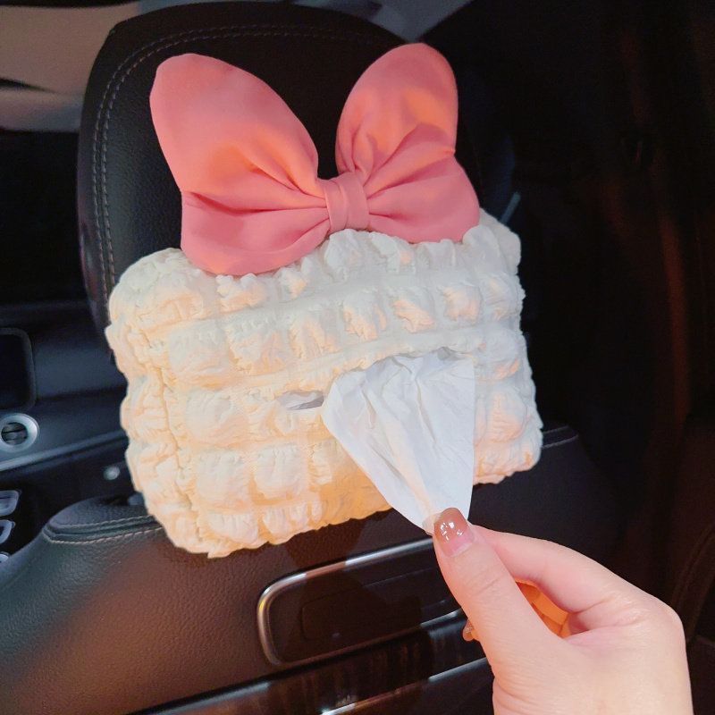 Car Tissue Box, Car Tissue Holder, Armrest Box, Sun Visor, Seat Hanging Type, Cute, Simple, High-End Feel, Paper Bag for Women