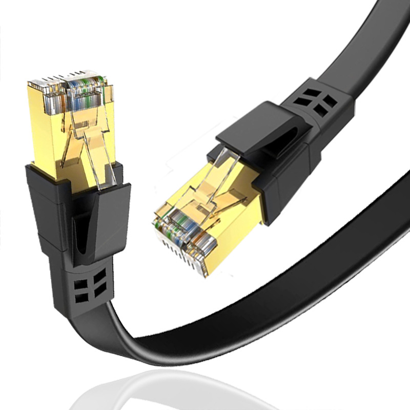 Eight-category flat network cable pure copper dual-shield finished RJ45 data center connection cable CAT8 network jumper