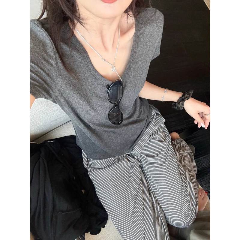3375 #   superniniyy ブリージングT コールドカラー リラックス効率的なデイリーウェア ラウンドネック半袖Tシャツ|undefined