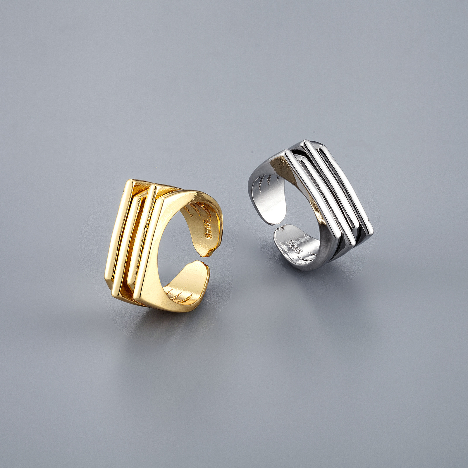 Brand geometric glossy ring