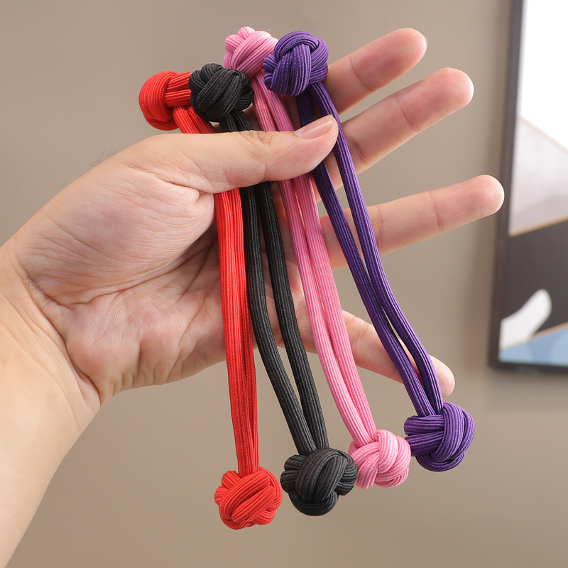 Banda de goma para niños Nudo chino cuerda de pelo corbata de pelo para niñas banda de goma banda de pelo para niñas tocado de cuerda de pelo de doble cabeza elástico alto