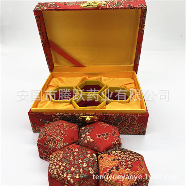 Red Brocade Gift Box Set of 4 Empty Packaging Boxes for Herbal Gifts specifications