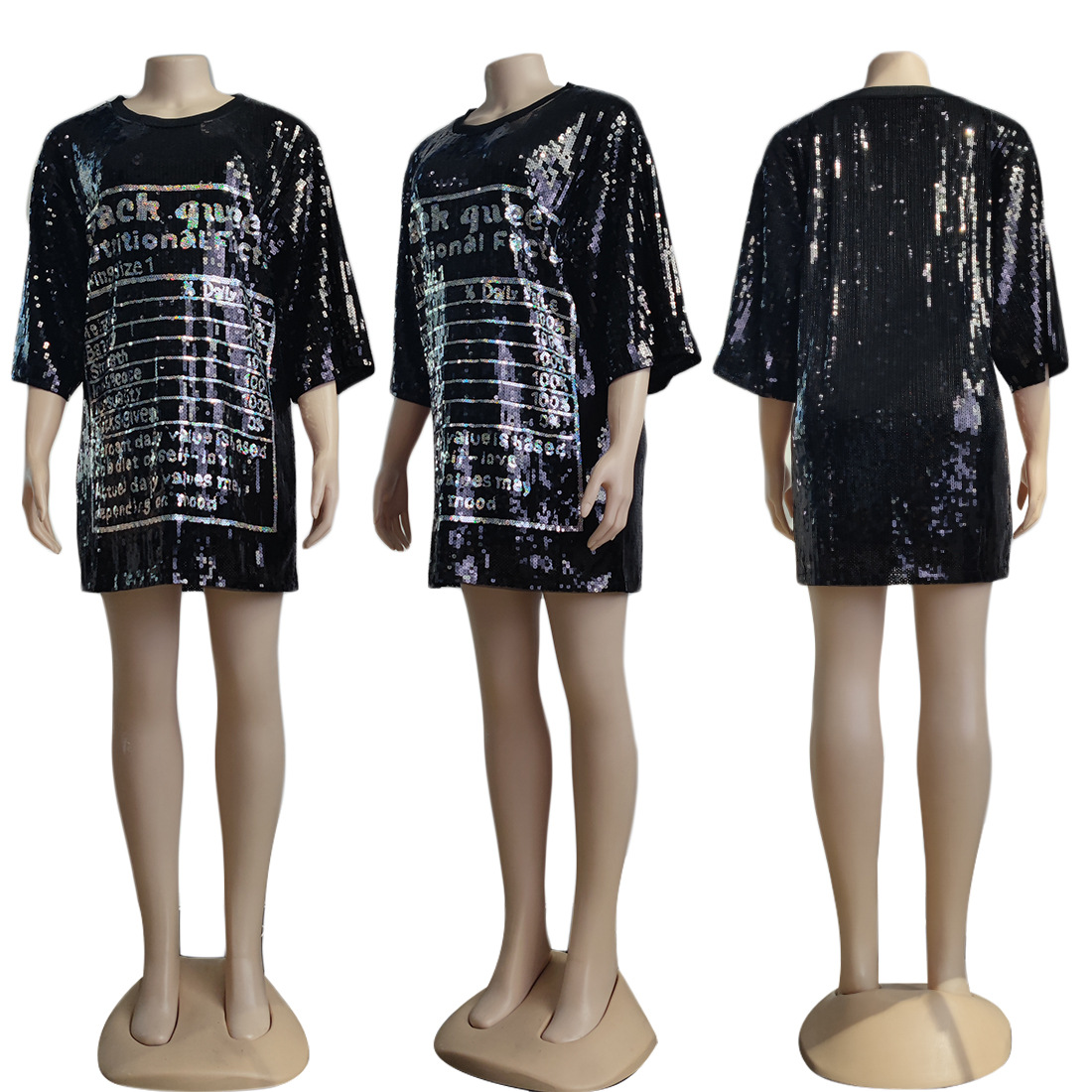 W0008 Cross border European and American Women's Fashion Short Sleeve Sexy Shiny