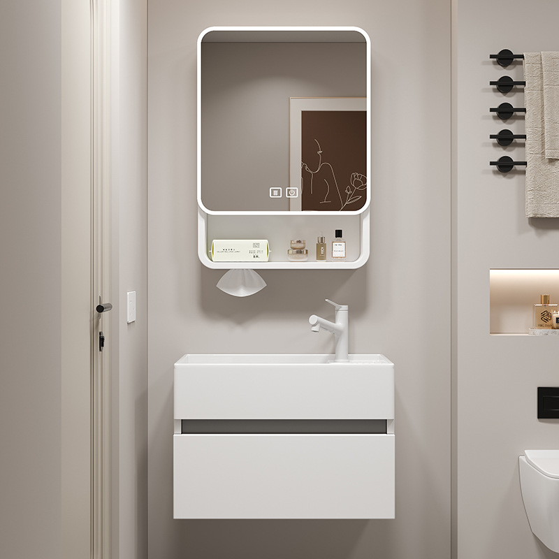 Gabinete de lavabo de apartamento pequeño de nido de abeja de aluminio, mini mesa de lavado, lavabo integrado ultra estrecho, mueble de baño de almacenamiento fuerte