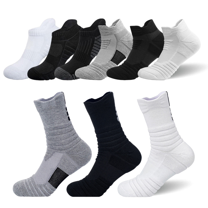 Cross-border plus size stockings shock absorption running socks professional sports socks breathable socks towel bottom basketball socks Zhuji