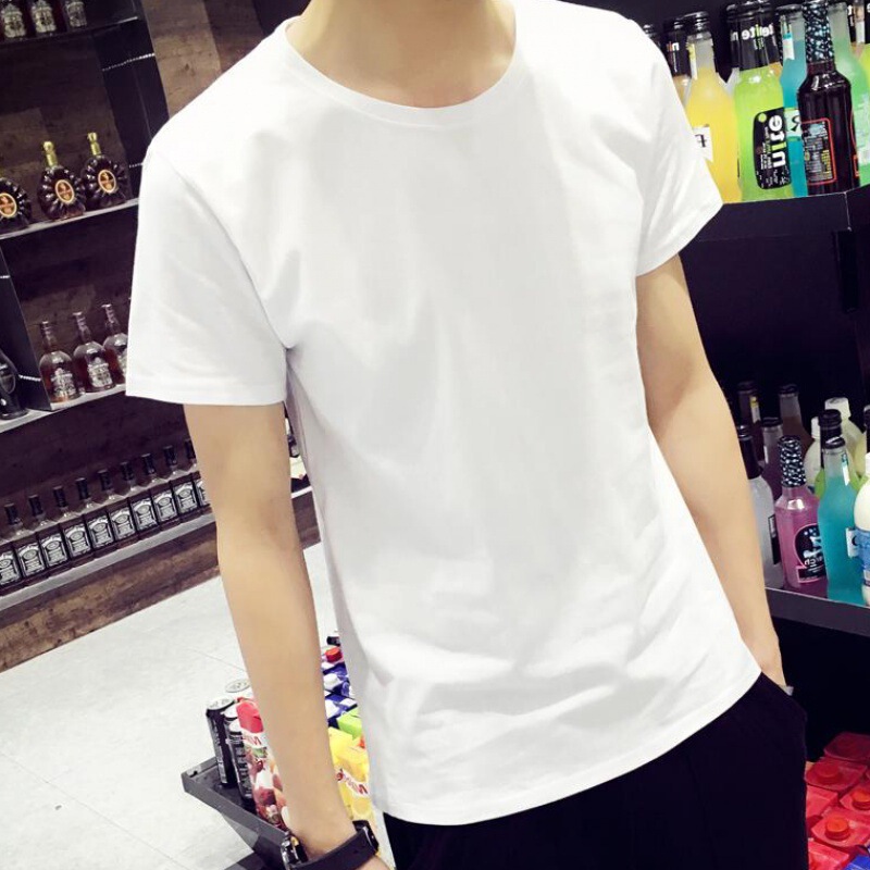 Stall Solid Color Simple Short Shaft Men's Short-sleeved T-shirt Blood All White All Black Half-sleeved Thin Men's Shirt Short Clothes