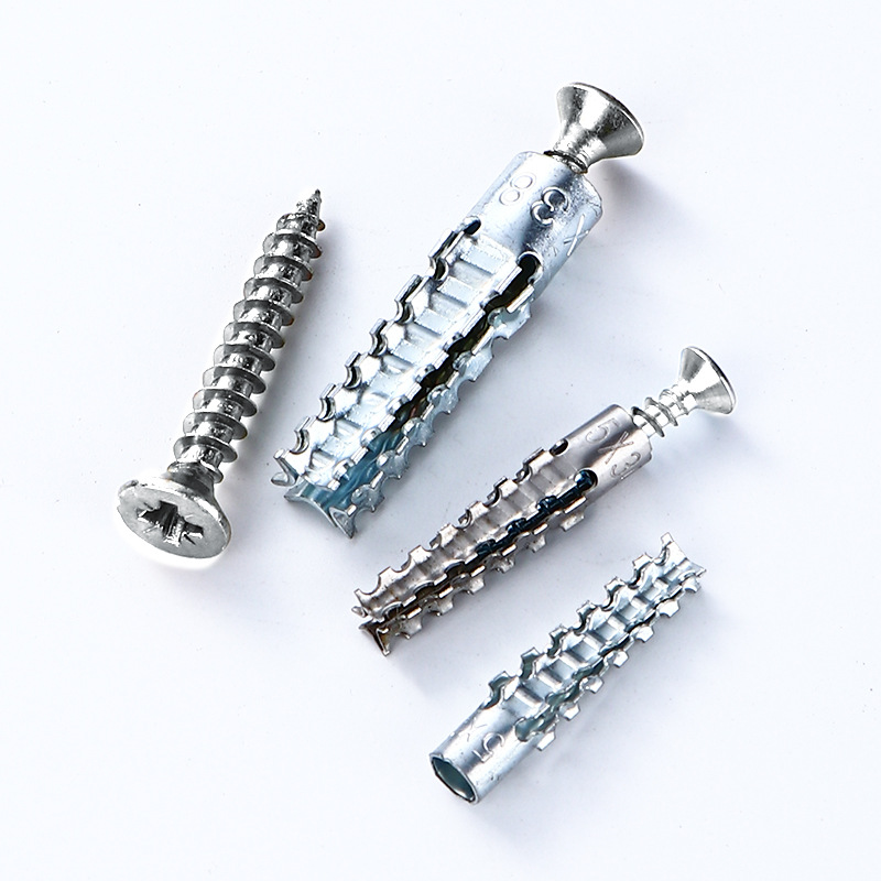 Tubo de expansión de acero inoxidable con dientes de sierra, tornillo autorroscante, pared de cemento, ladrillo hueco, tapón de expansión gecko, tubo de expansión de metal con espinas