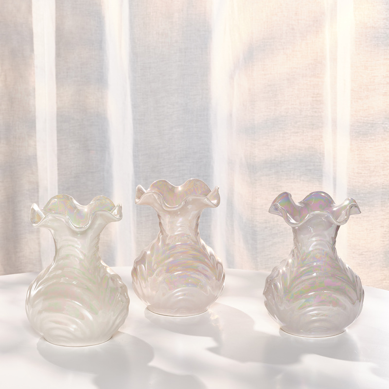 蜀門ins輕奢夢幻北歐陶瓷鮮花水培花瓶裝飾乾花客廳家居插花擺件