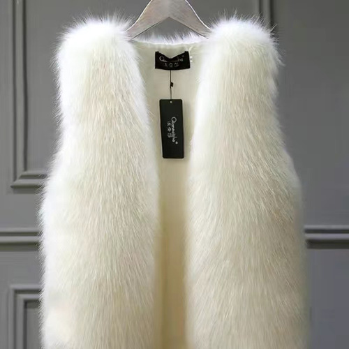 Leather vest imitation wool-like coat autumn and winter new all-matching Korean vest Western-style vest with fluffy cotton thickening Southeast Asia