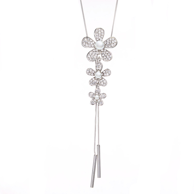 Otoño e invierno blanco perla flor suéter Cadena de alto grado de las mujeres todo partido moda todo partido ropa personalizada accesorios al por mayor image 6