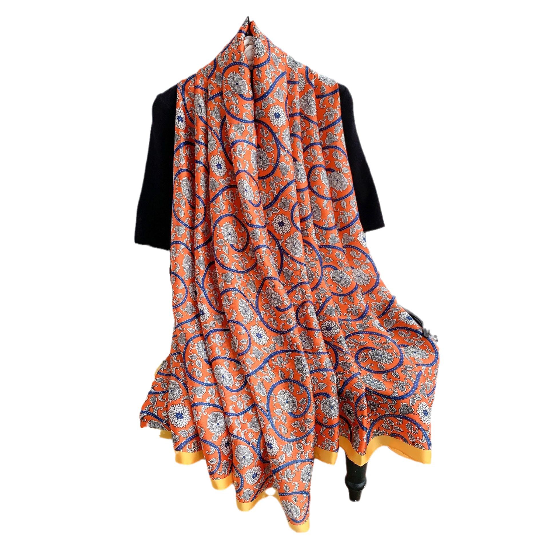 Bufanda de seda impresa de moda de estilo coreano para mujer bufanda de protección solar fina de verano chal de habitación con aire acondicionado al aire libre en stock