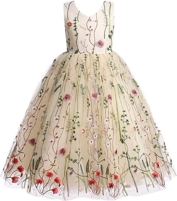 Robe de cérémonie en tulle brodé pour fille et occasions_voghion.com