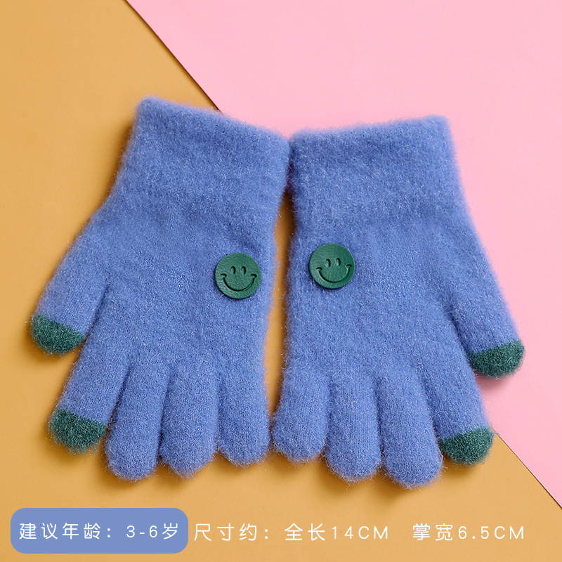 儿童五指手套冬季男女童分指保暖手套中大童卡通毛绒加厚防冻手套|undefined