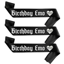跨境生日舞会肩带Birthday EMO绶带工厂直供单层高密度色丁布装饰
