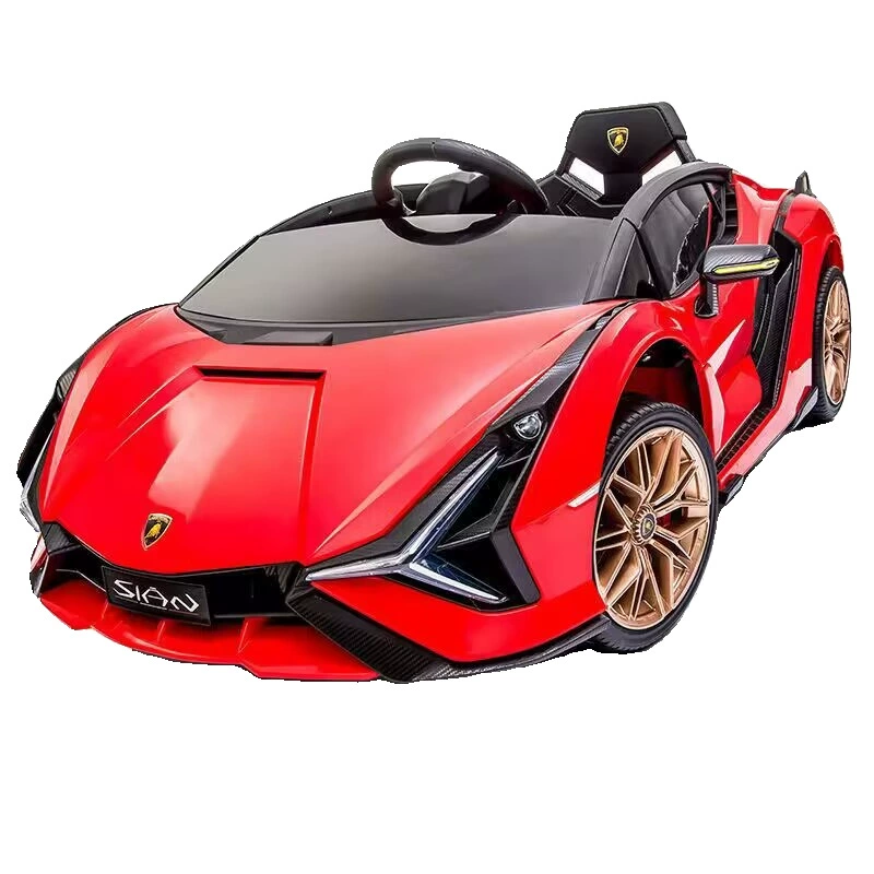 Электромобиль‑каталка (Lamborghini) 12V, 4‑колёсный, с пультом, кожаное сиденье, 1–6 лет