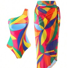 2025新款跨境欧美泳装性感印花抹胸女式连体外贸泳衣亚马逊速卖通