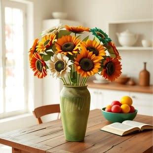 Simulation sunflower fake flowers sun flower silk flower wedding bouquet wedding flower hotel office flower decoration background layout
