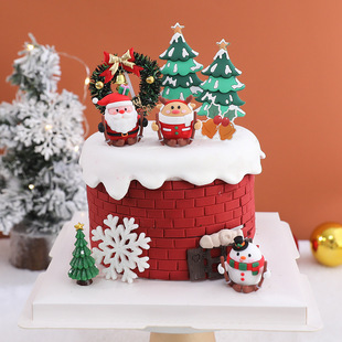 [Original Model] Christmas Baked Cake Decoration Three-Dimensional Santa Claus Snowman Elk Ski Sleigh Ornament