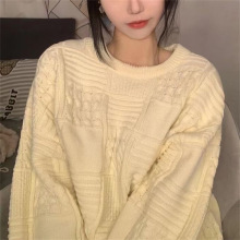 软糯奶呼呼加厚白色麻花毛衣女秋冬大码胖mm宽松慵懒风针织衫上衣