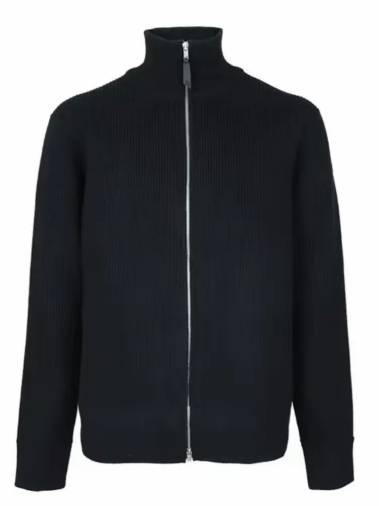 Majia Four-Corner Winter Double Zipper Semi-Warm Couple's High-Weight Cardigan Wool Sweater Jacket Men's Knitwear