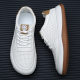 Summer New Sneakers Men's Genuine Leather Breathable Sandals Men's Hollow Hole Shoes Thick Sole White Shoes Casual Sandals