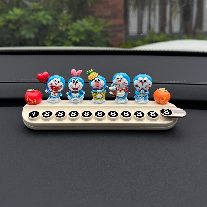 Número de estacionamiento temporal del automóvil placa de matrícula Doraemon automóvil móvil placa de teléfono automóvil digital decoración del automóvil suministros