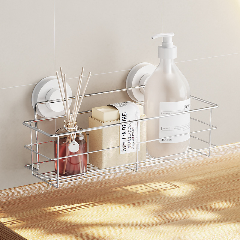 Japanese-Style Suction Cup Bathroom Storage Rack, No-Drill Toilet Washstand Wall-Mounted Organizer