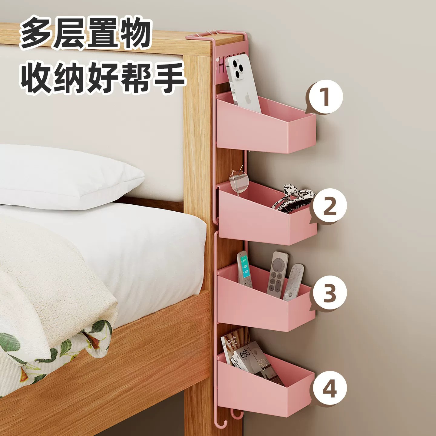Mirror cabinet side shelf, hanging basket without drilling, bathroom cabinet storage rack for skincare and cosmetics
