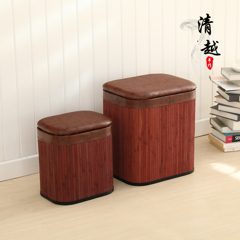 Taburete de bambú, taburete de almacenamiento, taburete de almacenamiento, taburete pequeño, taburete de cambio de zapatos, taburete de cambio de zapatos, taburete bajo, caja de almacenamiento de juguetes