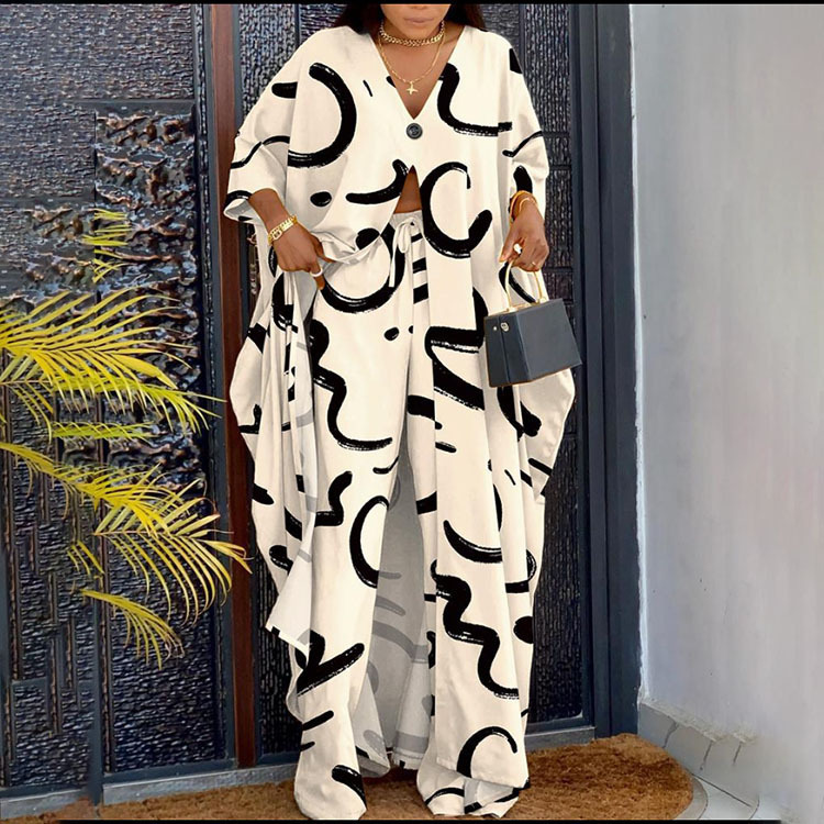 350g Weight 3/4 Length Sleeve Sleeve Length Spandex, Polyester Fabric Type Pant Co-ord Set Sets Type 2 Piece Set Quantity Daily Occasion V Neck Neckline Comfort Function Regular Fit Fit Type Color Block Pattern Summer Season Women'S Gender Printing Design Vacation Style Daily Women'S Vacation Color Block Spandex Polyester Printing Pant Co-ord Set Pants Sets 2