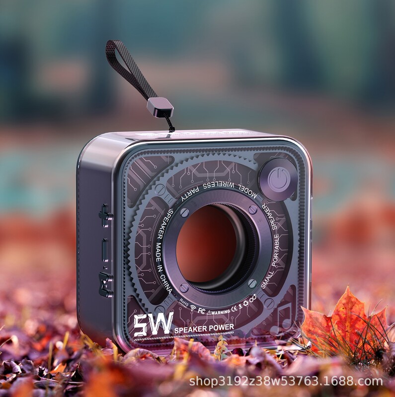 New 5W Transparent Mecha Wind Small Steel Cannon Wireless Bluetooth Speaker Card Outdoor Portable Subwoofer Small Speaker