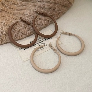 Retro Hong Kong Style Maillard Brown Earrings 2024 New Hot Style High-Quality Earrings Temperament Light Luxury Fashion Earrings