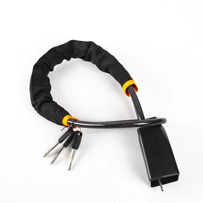 Car steering wheel lock thick steel cable handlebar lock car safety belt buckle lock universal anti-theft lock car lock (Car lock) - black-three-keys