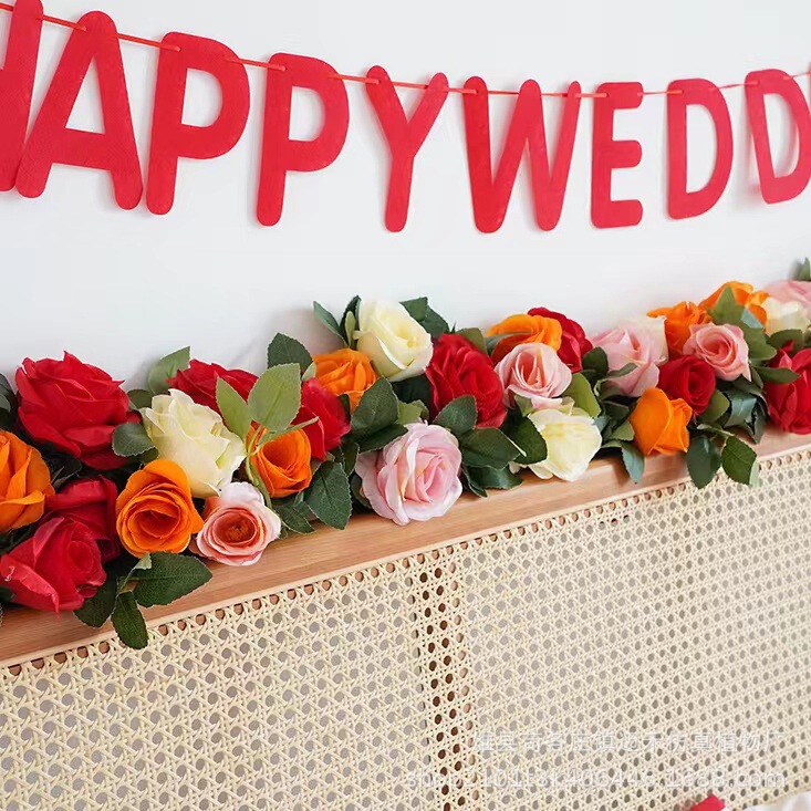 Simulated Rose Rattan Decorative Hanging Flowers Wrapped Around Fake Flowers Vines Indoor Plastic Flowers Air Conditioning Pipe Blocking Wholesale