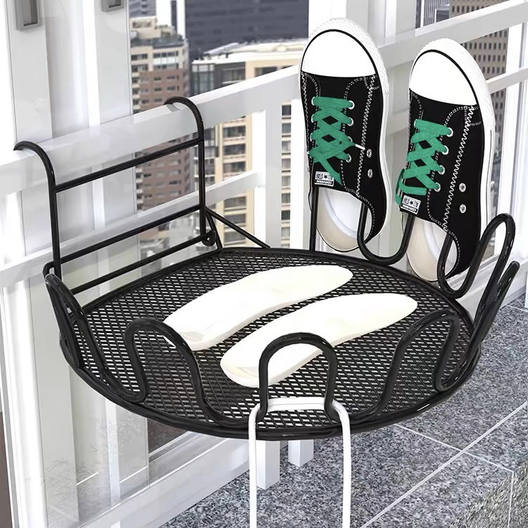 Balcón estante de secado de zapatos artefacto anti-robo ventana barandilla ventana estante de secado ventana alféizar sandalias de secado al aire libre