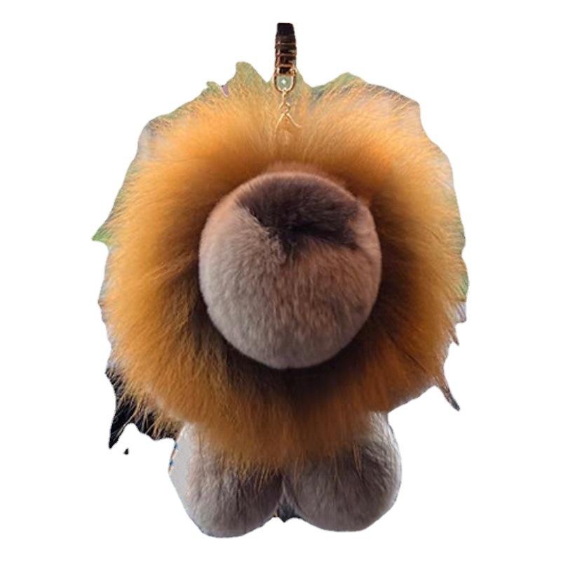 Real Rex conejo piel León bolsa colgante Piel de mapache León Simba felpa muñeca coche llavero colgante
