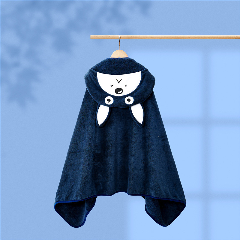 Manta de mantón de dibujos animados para niños multifuncionales capa de coral manta de lana Toalla de baño bata de baño camisón manta pequeña entrega de una pieza