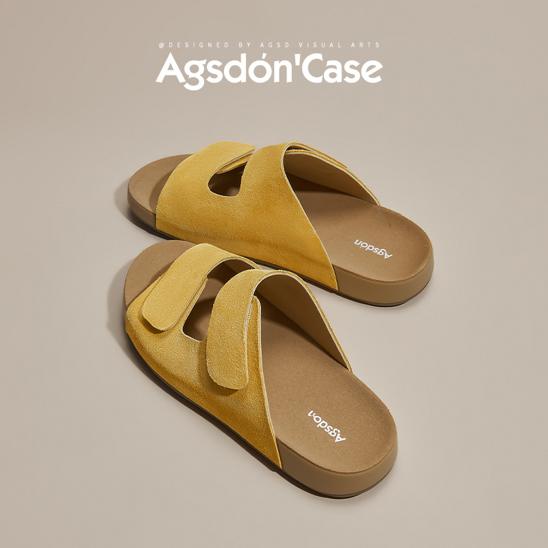 Estrictamente seleccionado Augustion Yellow Birkenstock Pantuflas para mujer 2025 nuevas sandalias de playa planas de plataforma de un pedal de verano