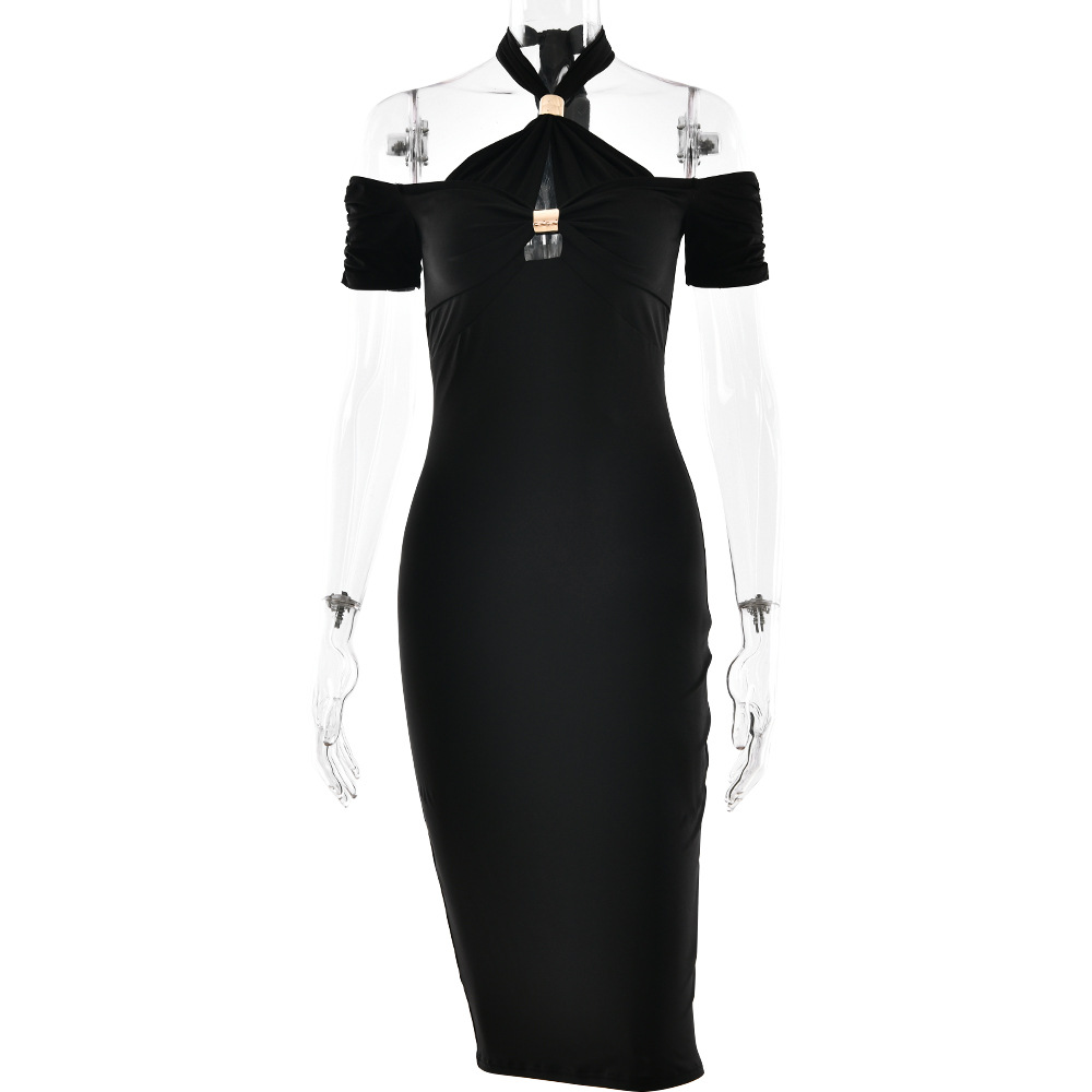 GraceChic 2025 Sommer Neues Neckholder-Kleid in Unifarben für Damen, sexy und figurbetont_voghion.com