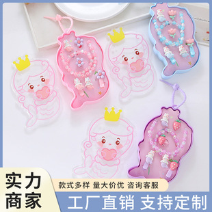 New Kidsren's Beaded Bracelet Hairpin Handmade DIY Hair Accessories Set Girl Princess Souvenir Jewelry Gift Box