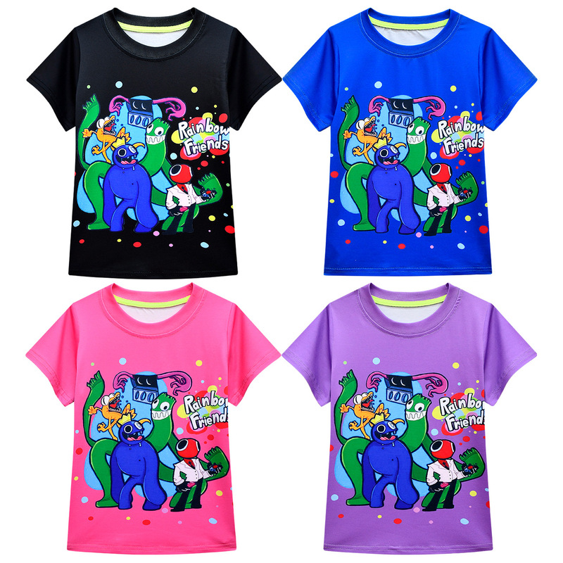 New Children's Short-sleeved Roblox Rainbow Friends Rainbow Friends Boys and Girls Short-sleeved T-shirt Round Neck 3894