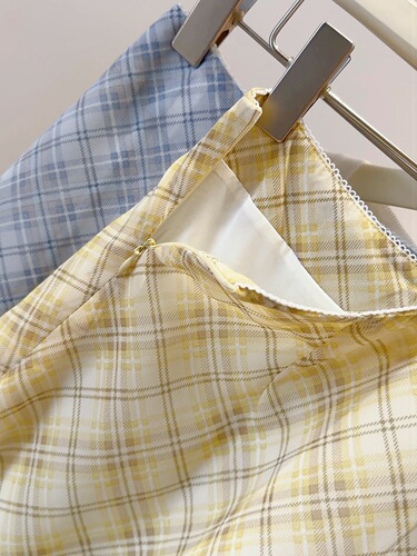 Vintage Gingham A-line Mini Skirt for Women - Summer New Arrival Korean Style Youthful High-Waisted Bowknot Net Bodycon Skirt