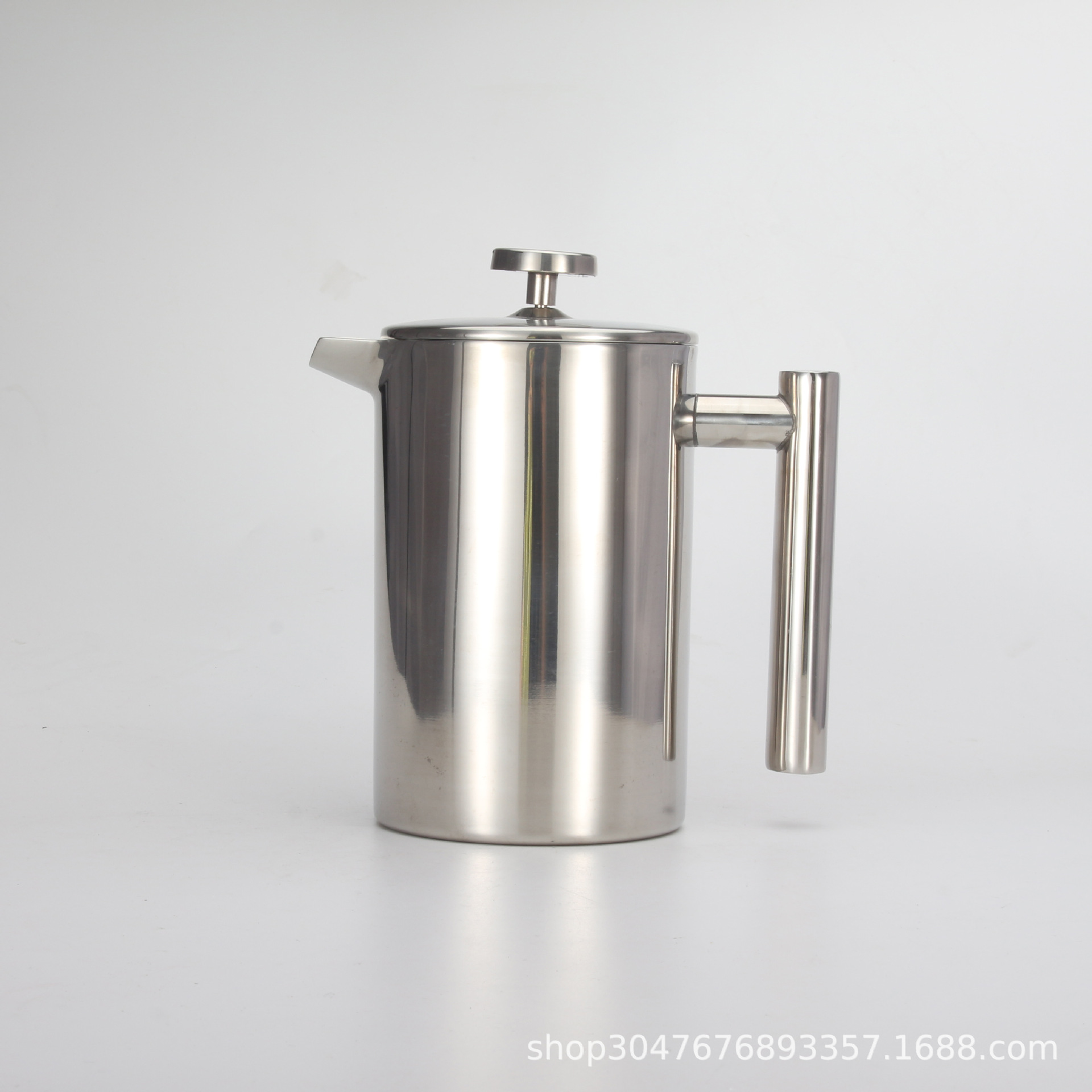 304 stainless steel French press coffee maker, available in 1 liter, 0.8 liter, and 0.35 liter sizes, with a double filter and a large-capacity spout