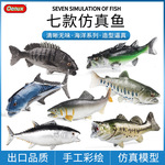 仿真海洋动物鱼模型玩具鲑鱼大马哈鱼大嘴鲈鱼金枪鱼鱼缸造景摆设