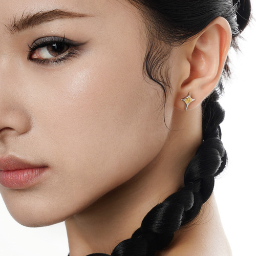 E1280 Minority Designer Starlight Dual Color Earrings Wholesale S925 Pure Silver Fashion Trendy Earrings for Women Cool Style