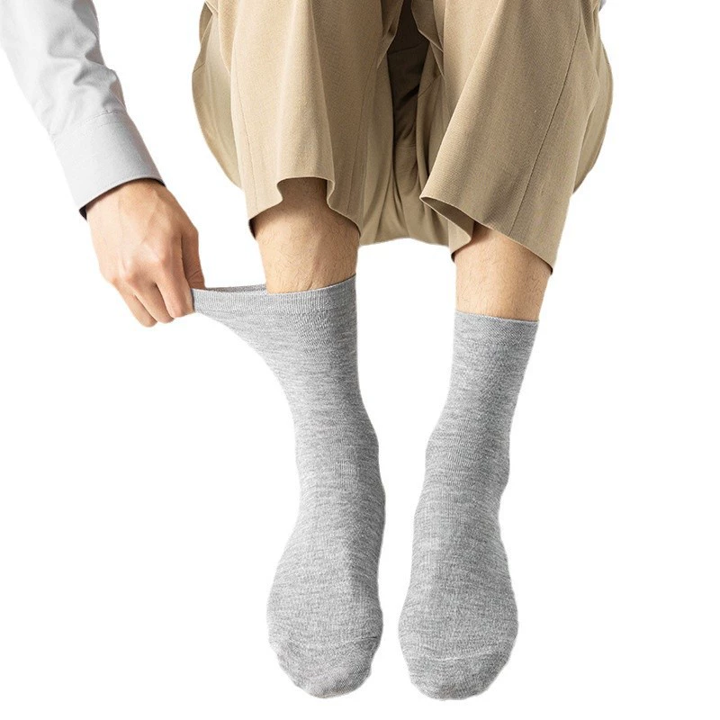 Antibacterial deodorized men's cotton demi-season knee socks, pack, mid-length, wholesale