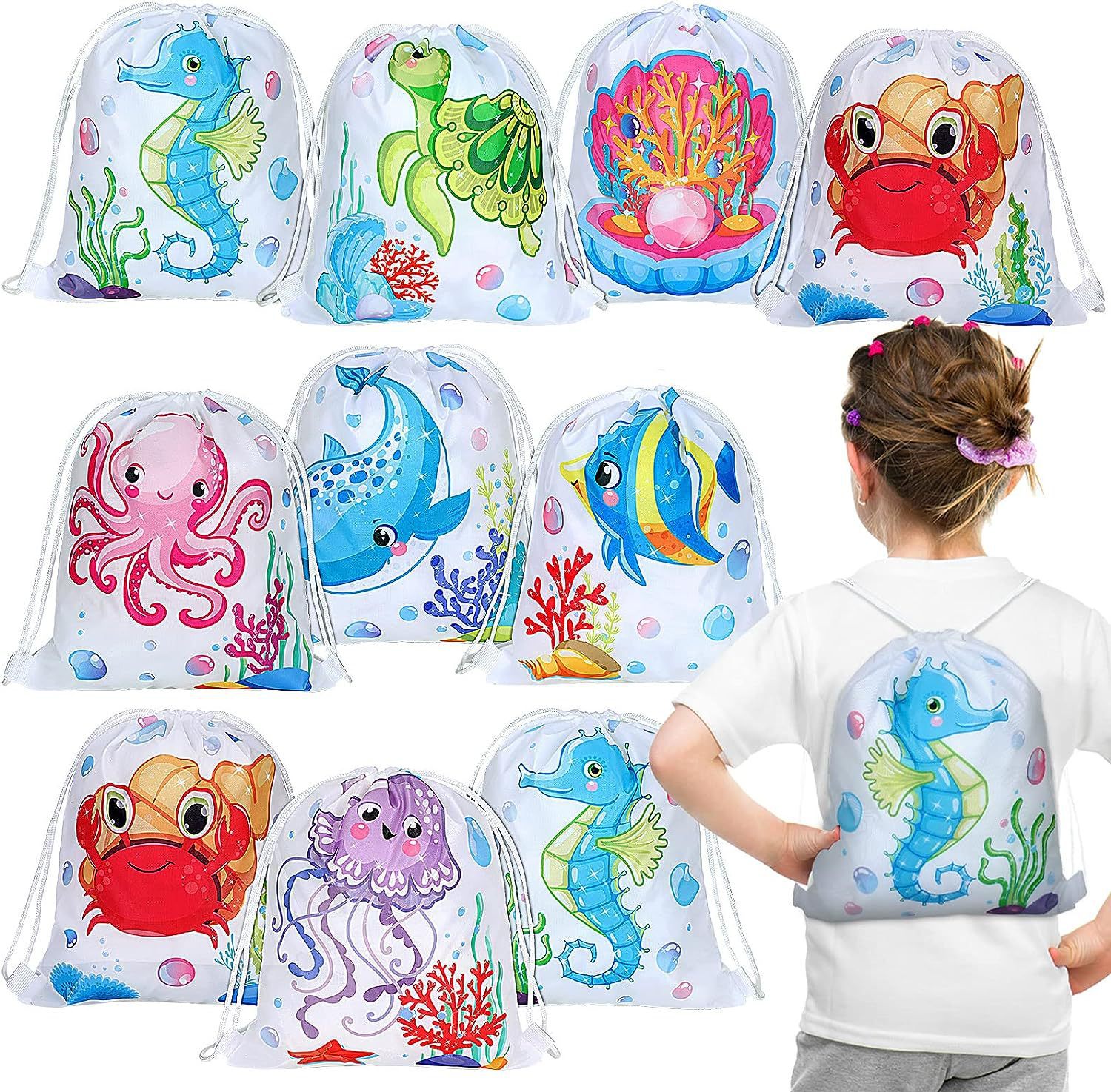 动物十八双肩抽绳背包袋卡通动物便携收纳袋涤纶手提抽绳袋束口袋