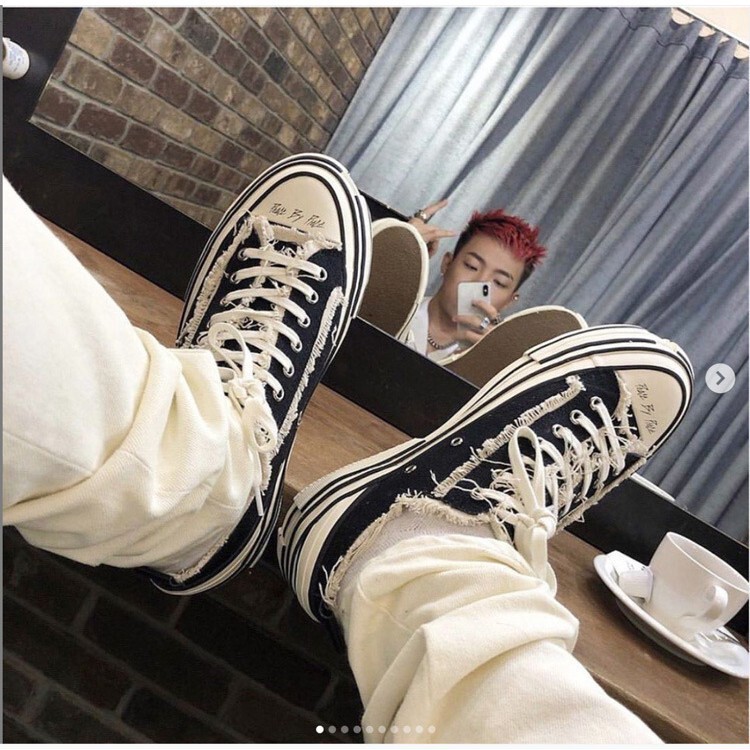 Wu Jianhao's Same Style Distressed Canvas Shoes, Sweet College-Style Women's Biscuit Shoes, Height-Increasing Vulcanized Shoes, Thick-Soled Sneakers for Men