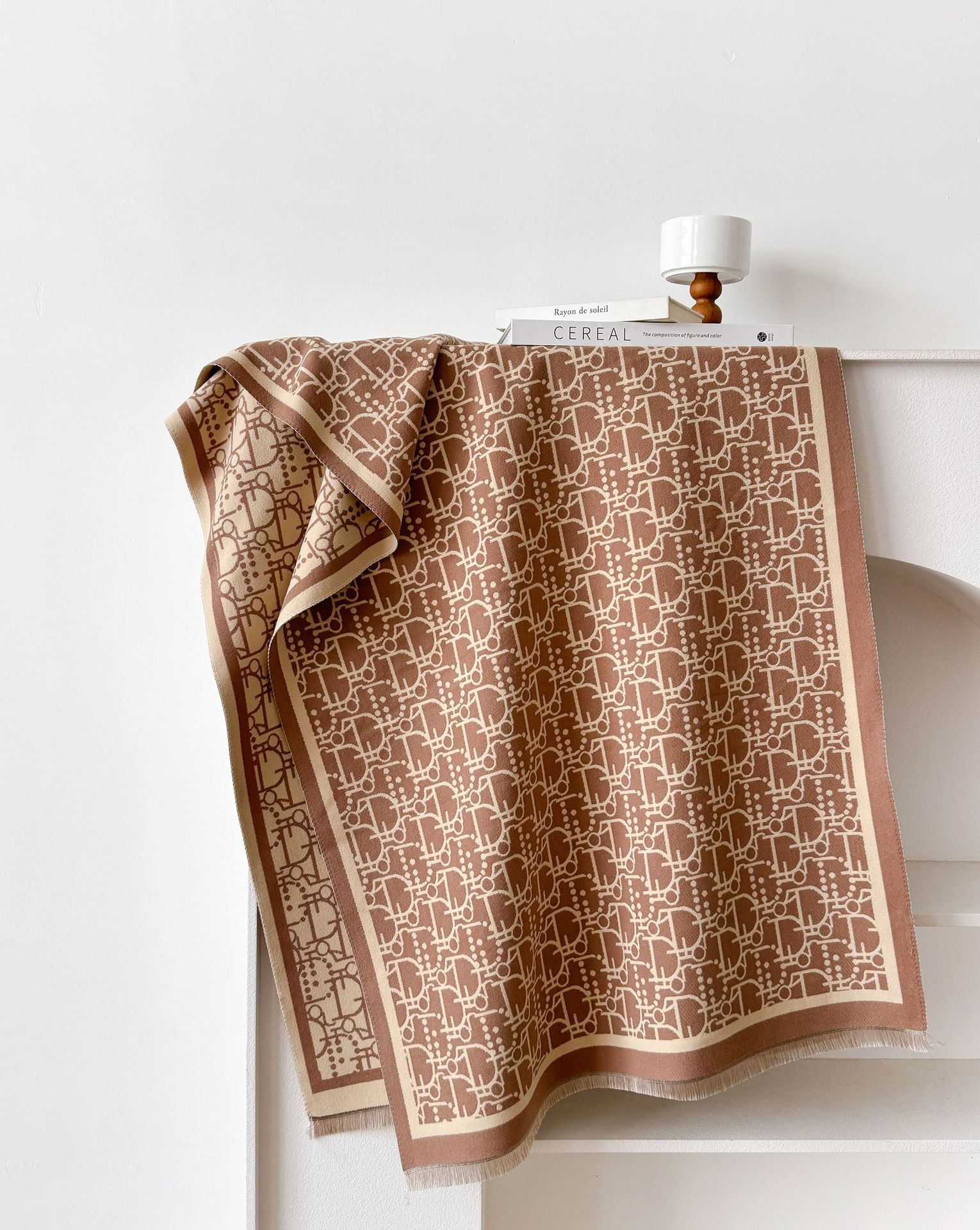 Bufandas de cachemira de doble cara de gran marca D letra de textura geométrica invierno grueso mantel de moda abrigo exterior